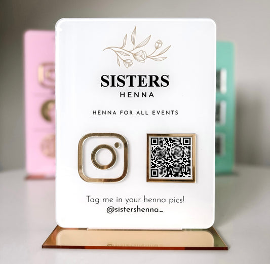 Single Icon & QR Code Business Social Media Sign | With Logo - By Victoria Maxwell