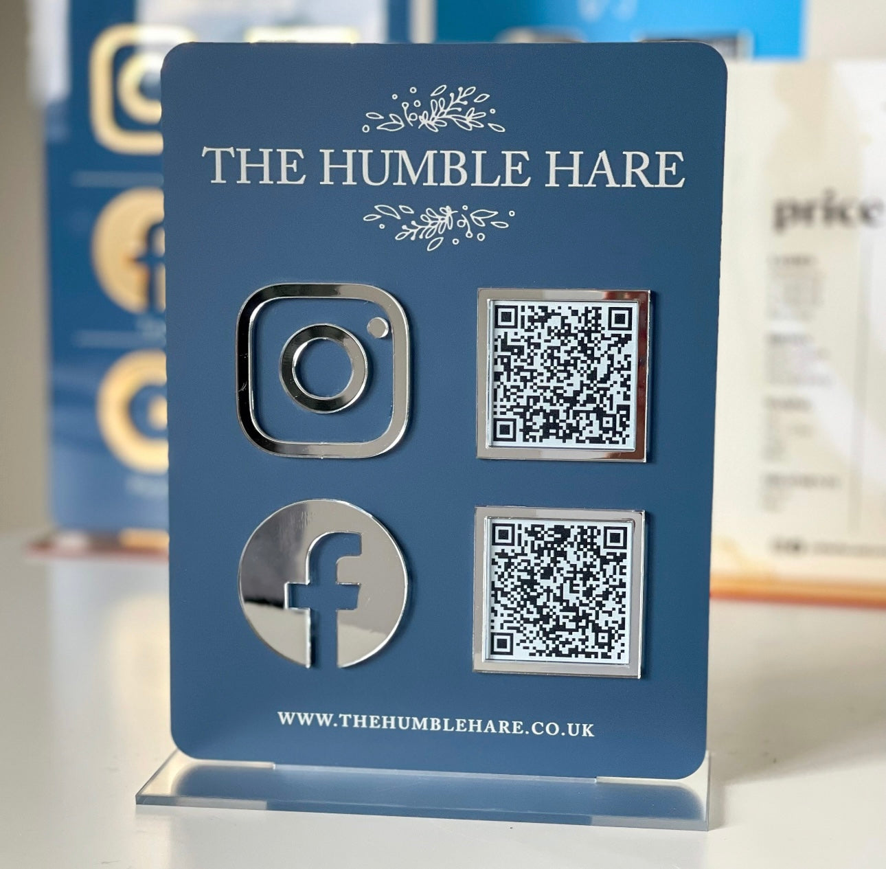 Double Icon & QR Code Business Social Media Sign | With Logo - By Victoria Maxwell