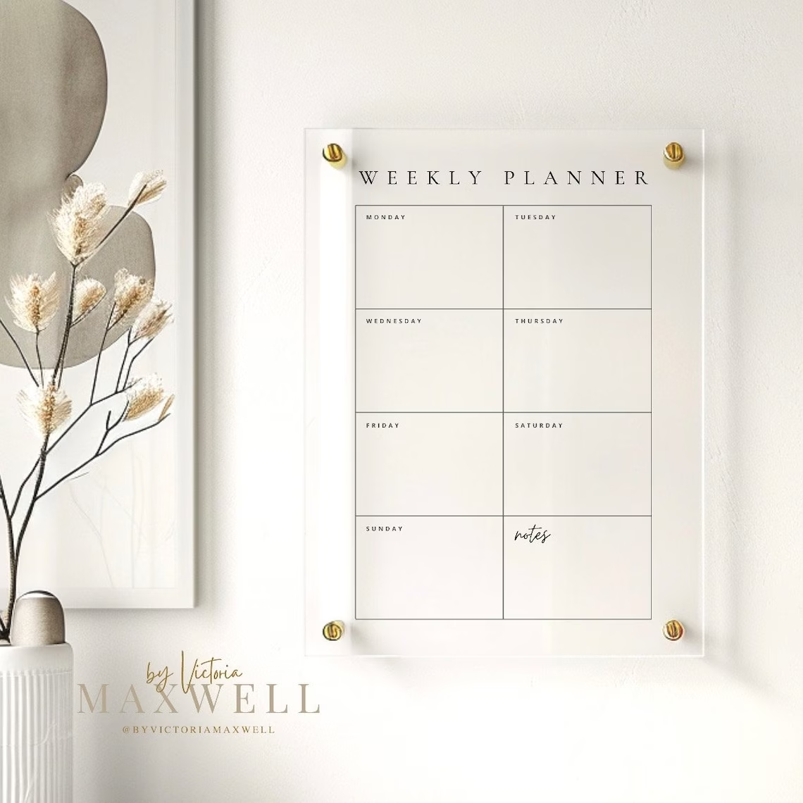 Personal Weekly Planner | Family Planning Chart | Recyclable Acrylic Reusable Wipeable Organization Calendar | + Free Marker Pen - V&C Designs Ltd