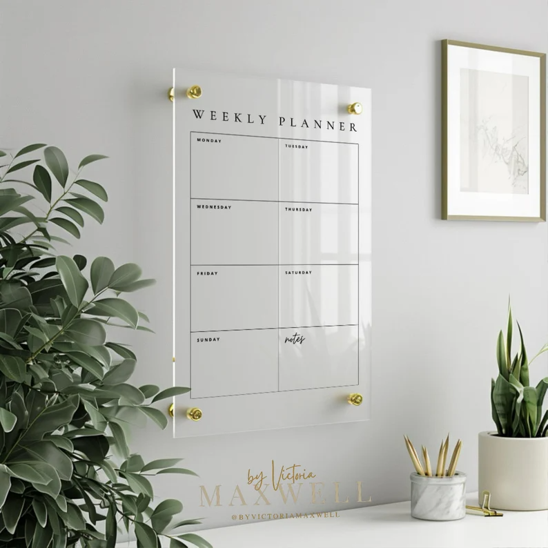 Personal Weekly Planner | Family Planning Chart | Recyclable Acrylic Reusable Wipeable Organization Calendar | + Free Marker Pen - V&C Designs Ltd