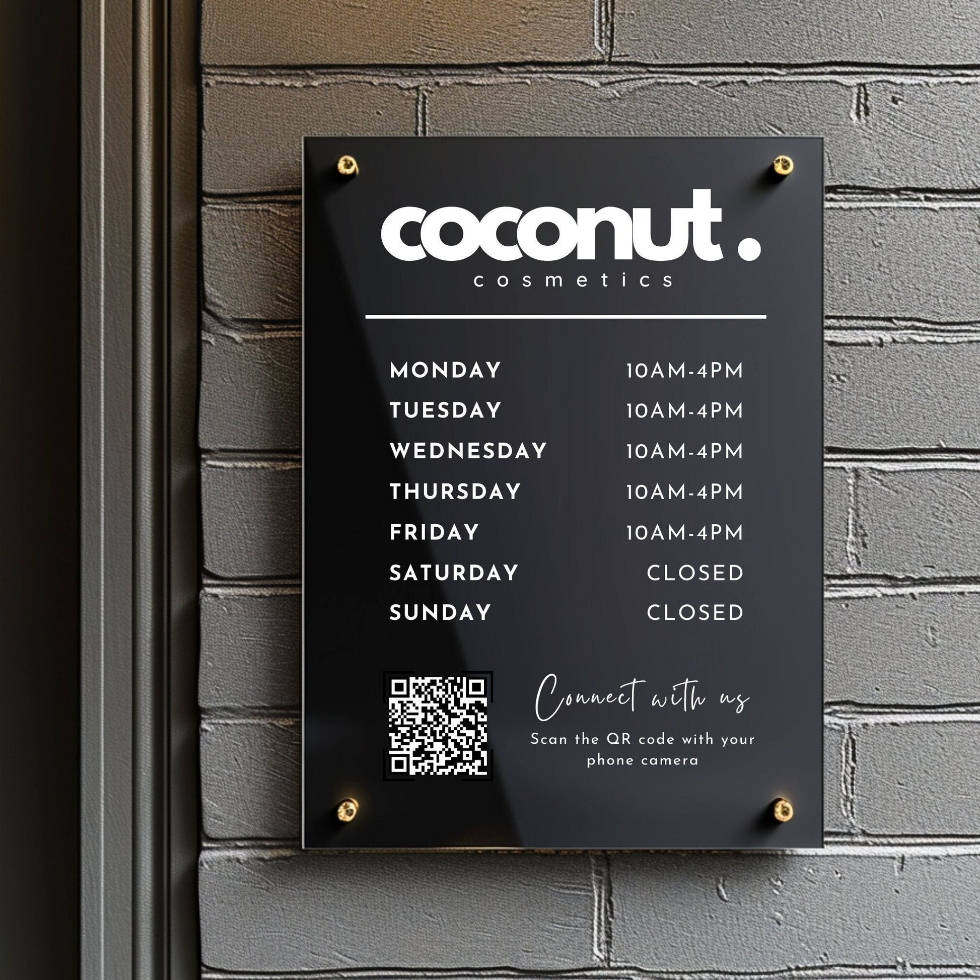 Custom Printed Acrylic Business Hours Sign, Personalised Shop Opening Times - By Victoria Maxwell