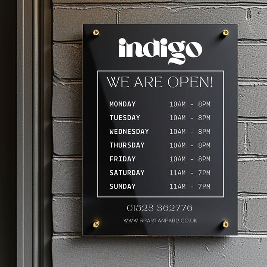 Custom Printed Acrylic Business Hours Sign, Personalised Shop Opening Times - By Victoria Maxwell