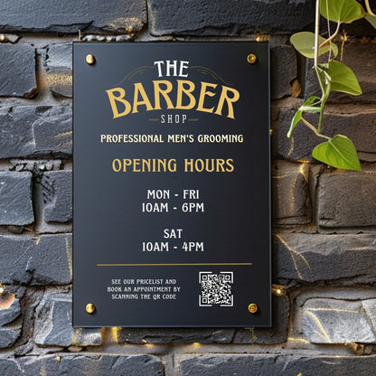 Custom Printed Acrylic Business Hours Sign, Personalised Shop Opening Times - By Victoria Maxwell