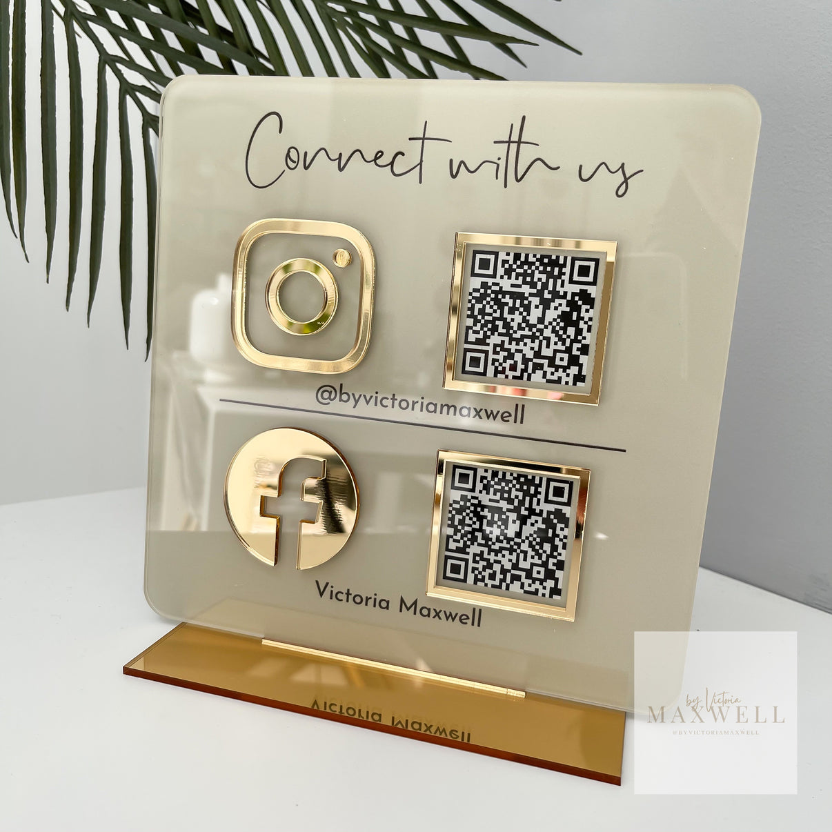 Double Qr Code Business Sign For Social Media Engagement – By Victoria 